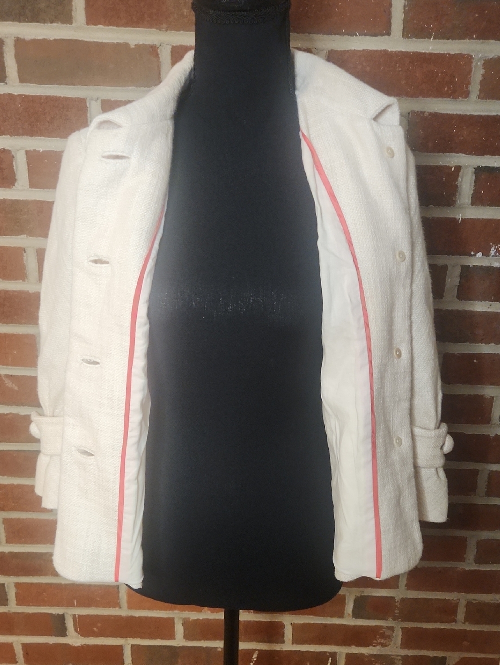 J. Crew Cream Textured Button Jacket, Size 2 - Picture 6 of 11